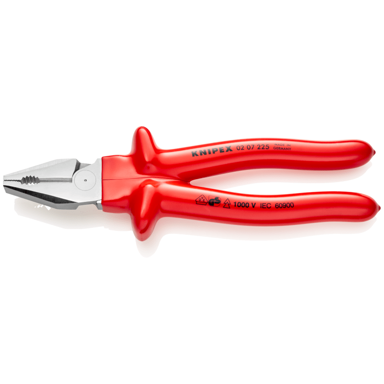 Knipex High Leverage Combination Pliers with dipped insulation, VDE - tested chrome - plated 225 mm cutting edges with bevel - Tool Monster