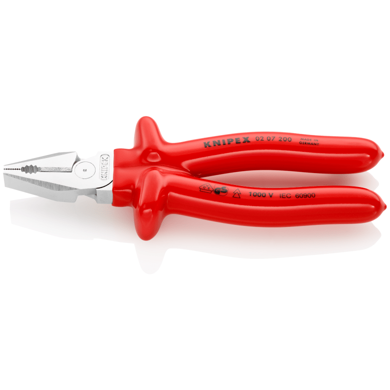 Knipex High Leverage Combination Pliers with dipped insulation, VDE - tested chrome - plated 200 mm cutting edges with bevel - Tool Monster