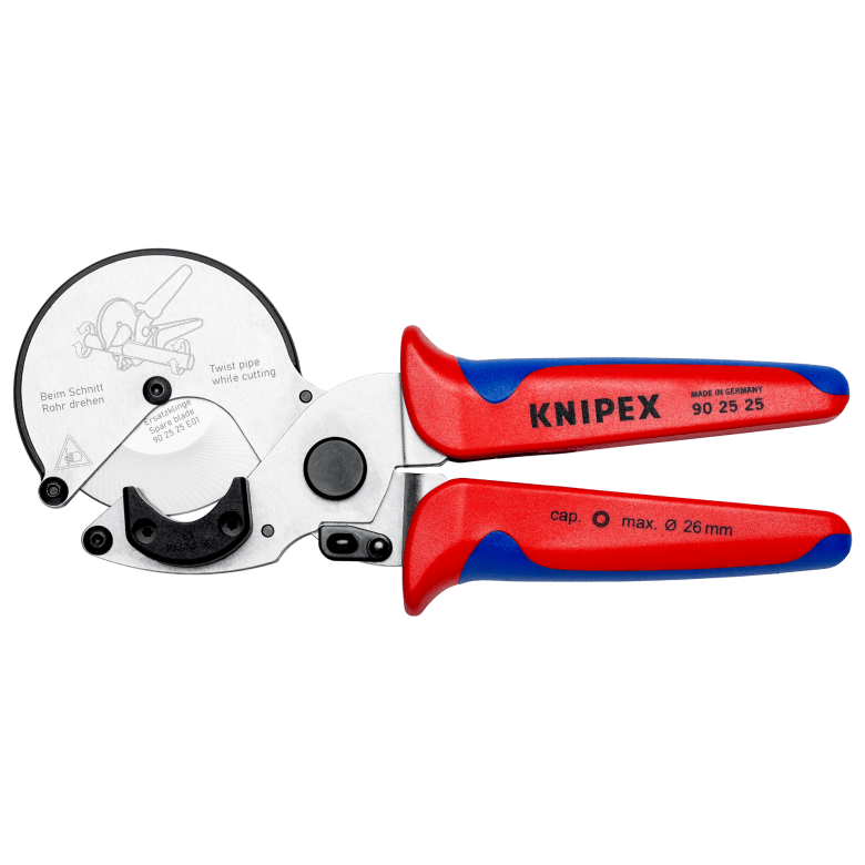 Knipex Pipe cutter for composite and plastic pipes with multi - component grips 210 mm 90 25 25 - Tool Monster