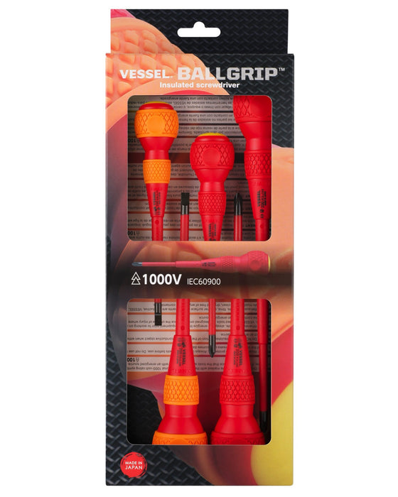 Vessel Ball Grip VDE Screwdriver (Insulated) Set of 5