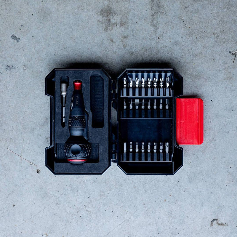 Vessel 24 - Piece Bit Set with 220USB Rechargeable Ball Grip Screwdriver & Hard Case - Tool Monster
