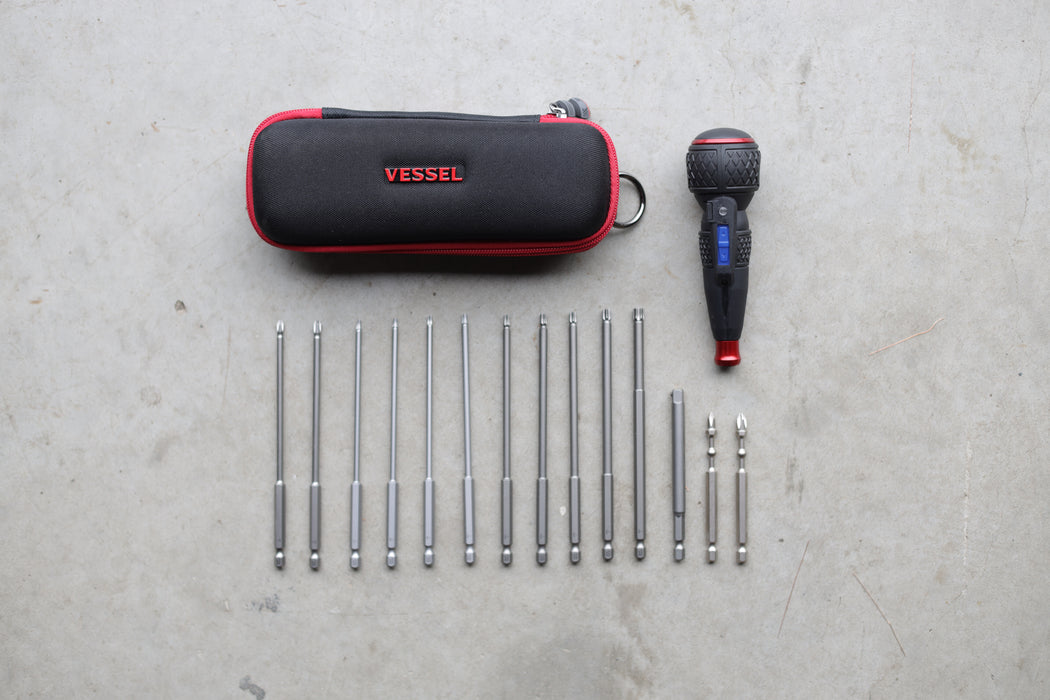 Vessel Rechargeable Ball Grip Screwdriver No.220USB 14 Piece kit with Case