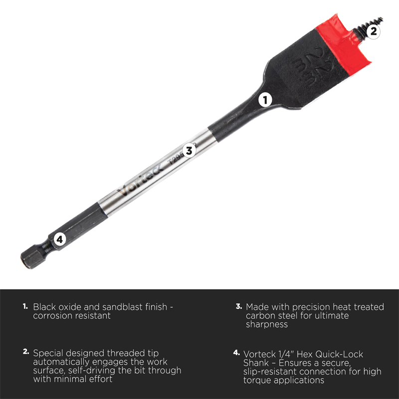 C.K Tools T2953 Vorteck Fast Flat Wood Single Bits 12mm-32mm