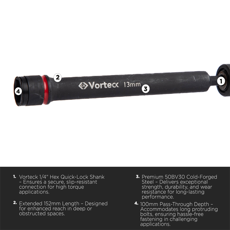 C.K Tools T4530 Vorteck Extra Deep Nut & Bolt Driver / Setter 10mm-19mm