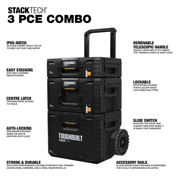 Toughbuilt StackTech 3PC Rolling Tool Box Set TB-B1S3-B-70R