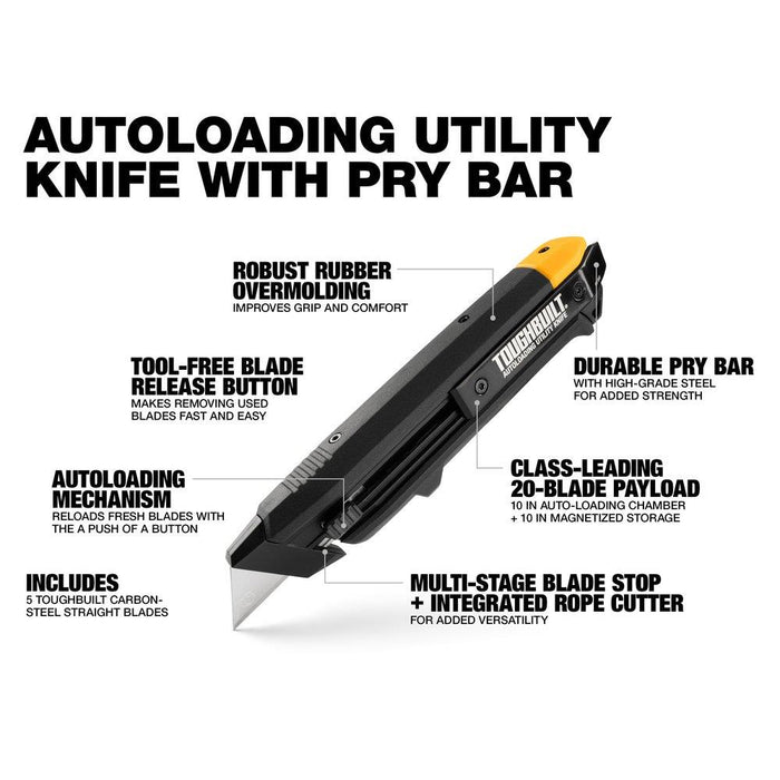 ToughBuilt Autoloading Utility Knife with Pry Bar TB-H4-10-A