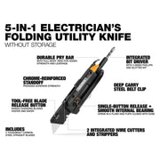 ToughBuilt TB - H4 - 12 - IM Electrician's Folding Utility Knife with Bit Driver + Pry Bar - Tool Monster