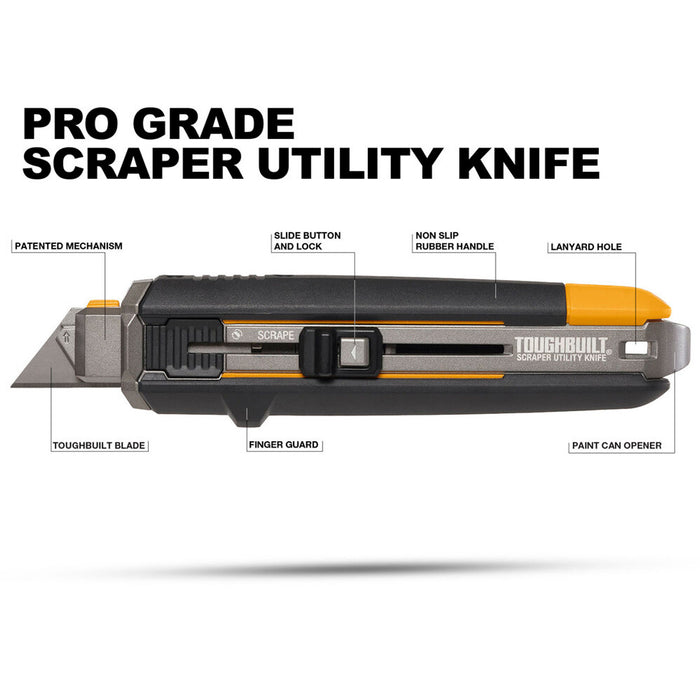 ToughBuilt Scraper Utility Knife (With 5 Utility Knife Blades) TB-H4S5-01