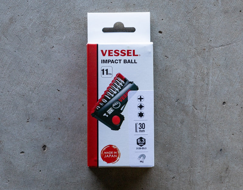 Vessel Set of 10 Torsion Impact Ball Bits + Bit Holder with Philips, Pozidrive & Torx bits - Tool Monster