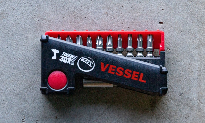 Vessel Set of 10 Torsion Impact Ball Bits + Bit Holder with Philips, Pozidrive & Torx bits - Tool Monster