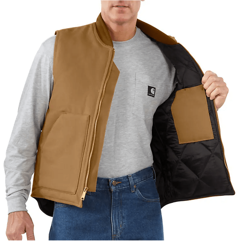 Carhartt Relaxed Fit Firm Duck Insulated Rib Collar Vest - Tool Monster