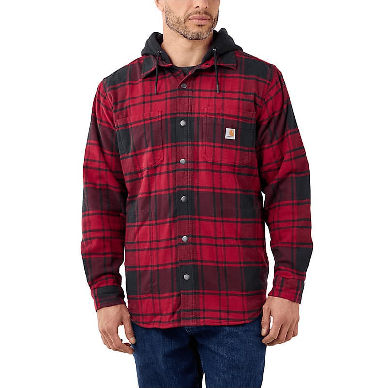 Carhartt Rugged Flex™ Relaxed Fit Flannel Fleece Lined Hooded Shirt Jacket - Tool Monster