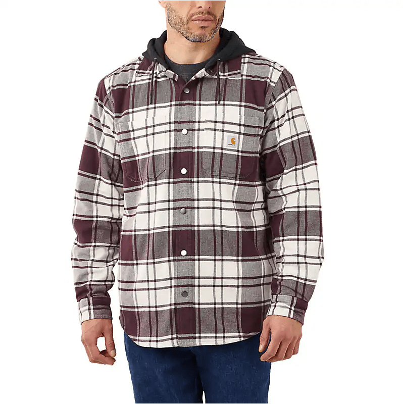 Carhartt Rugged Flex™ Relaxed Fit Flannel Fleece Lined Hooded Shirt Jacket - Tool Monster