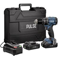 DXPULSE 18V brushless LCD combi drill kit with two 2Ah batteries charger and case