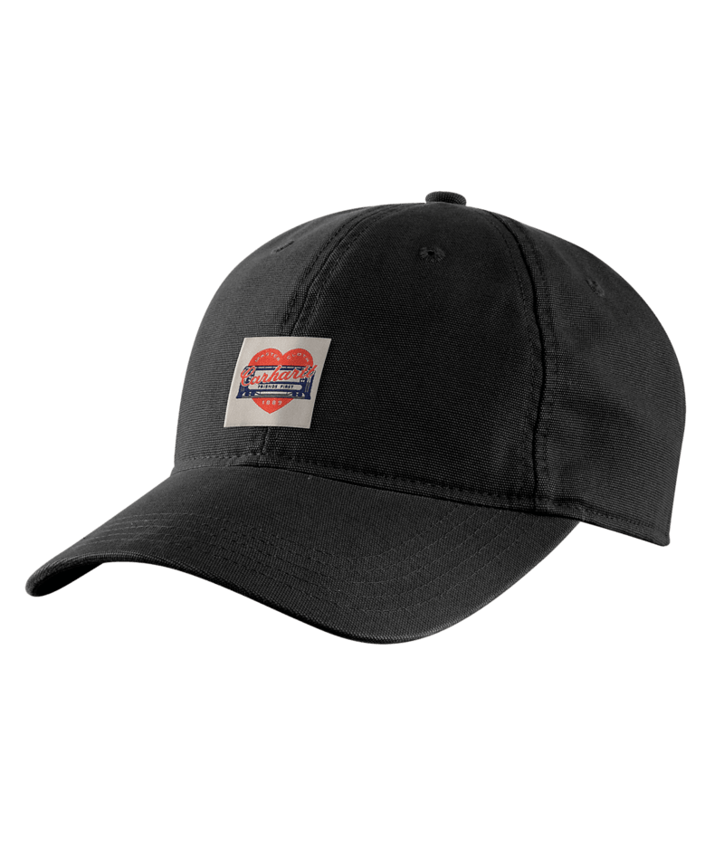 Heart Patch Canvas Cap - Black