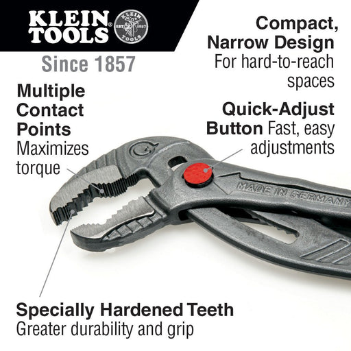 Klein Tools Quick - Adjust Klaw™ Pump Pliers, 10 - Inch - Tool Monster
