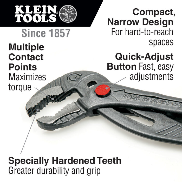 Klein Tools Quick-Adjust Klaw™ Pump Pliers, 10-Inch