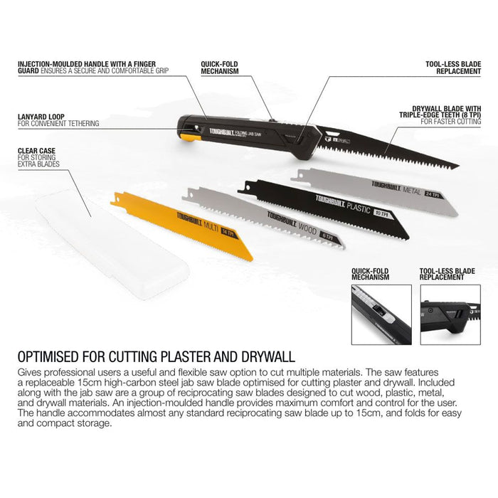 ToughBuilt Folding Jab Saw + 4 Blades TB-H4S5-23FU