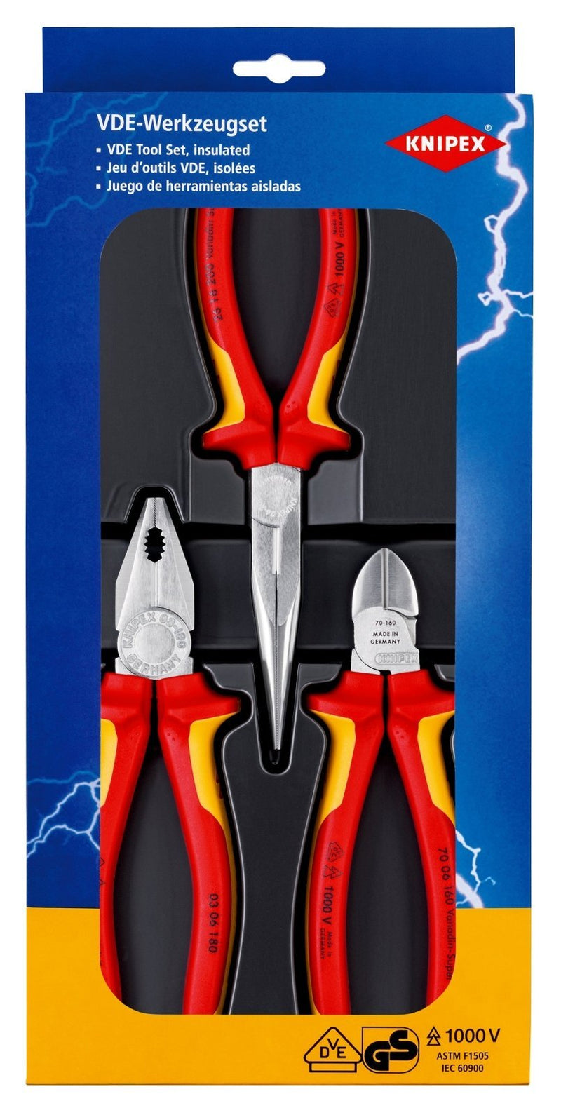 Knipex Electro 3 Piece VDE Plier Safety Pack - 00 20 12 - Tool Monster