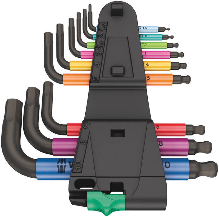 Wera 950/9 Hex-Plus Multicolour 2 L-key set, metric, BlackLaser, 9 pieces