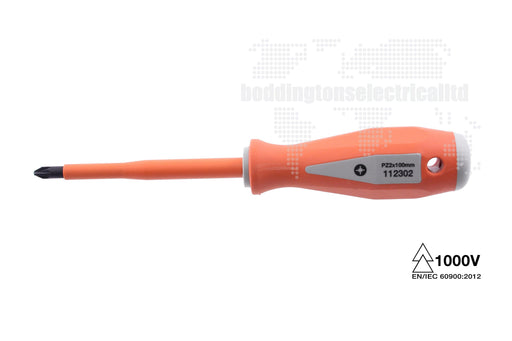 112302 Insulated Flat Pozi ScrewDriver, 0.9 x 6.0 mm Point Size, 100mm Blade Length Tool Monster