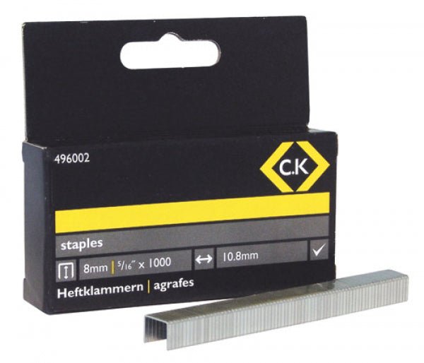 C.K Staples 10.5mm wide x 10mm deep Box of 1000 - Tool Monster