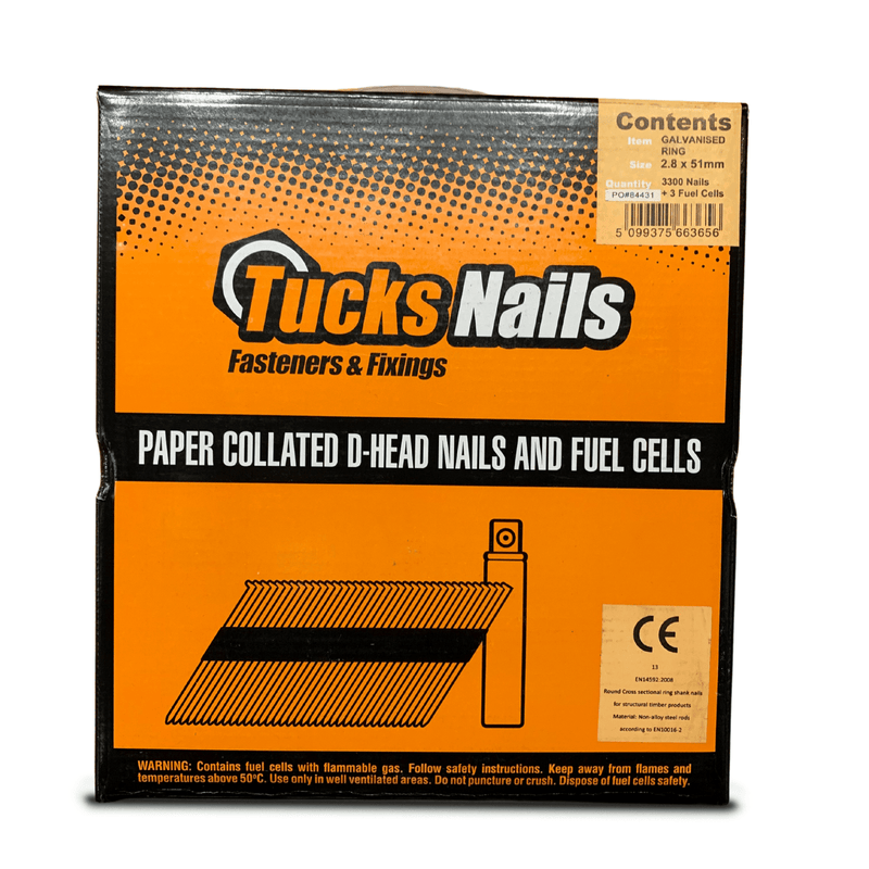 Tucks Nail Fuel Packs Ring Galvanised 3300+3PC 2.8x51mm - NGFSG2851 - Tool Monster