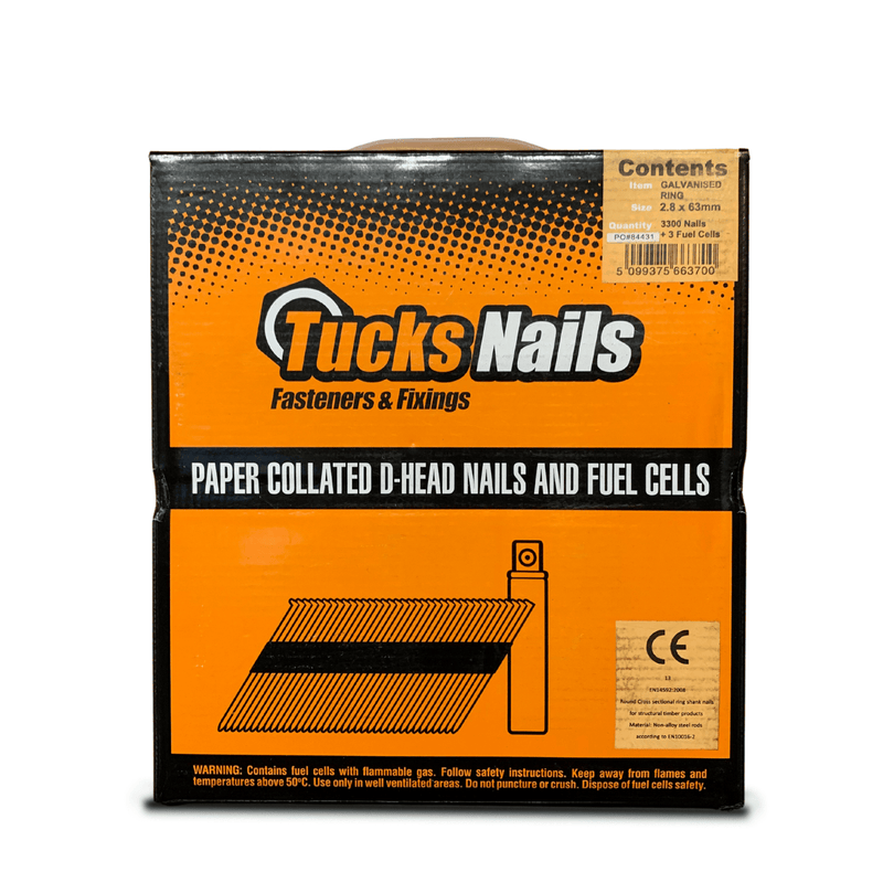 Tucks Nail Fuel Packs Ring Galvanised 3300+3PC 2.8x63mm - NGFSG2863 - Tool Monster
