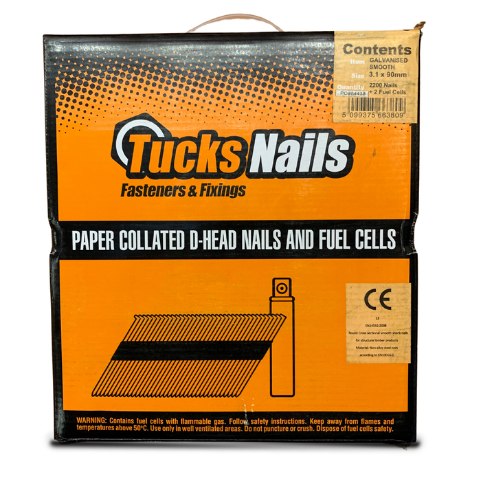Tucks Nail Fuel Packs Smooth Galvanised 2200+2PC 3.1x90mm - NGFSG3190