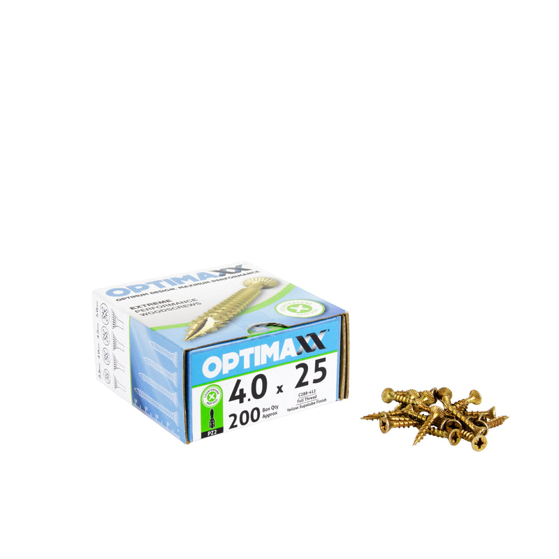 Box of 200 4.0 x 25 mm Full Thread Woodscrews Tool Monster