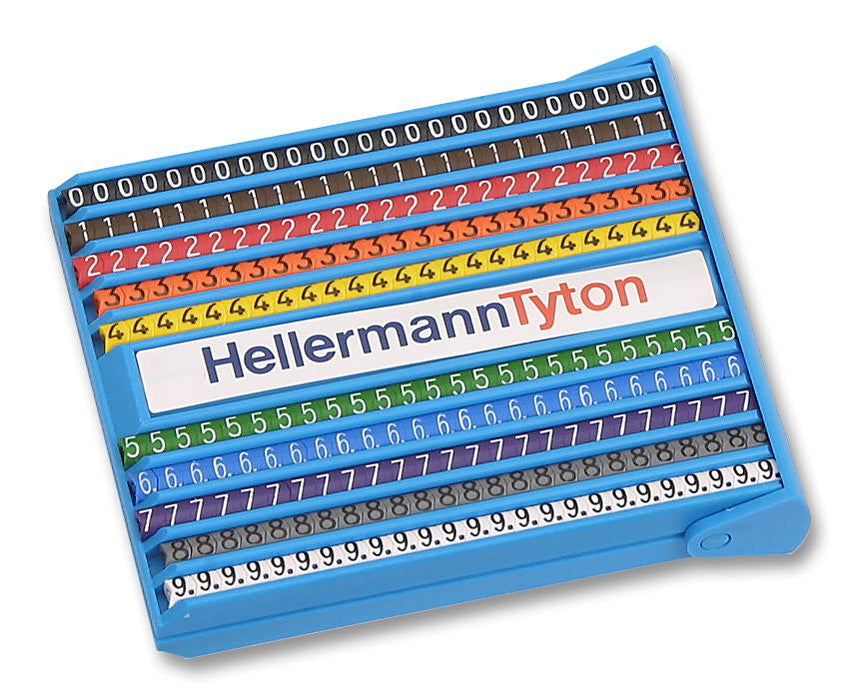 HellermannTyton komplet oznaka za kabel (25 oznaka za snop ∅ 2-5: 0-9, AZ, standardni električni simboli)