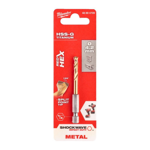 Milwaukee Metal Drill Bit Red Hex Shockwave HSS - Ground Titanium - Tool Monster