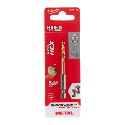 Milwaukee Metal Drill Bit Red Hex Shockwave HSS - Ground Titanium - Tool Monster