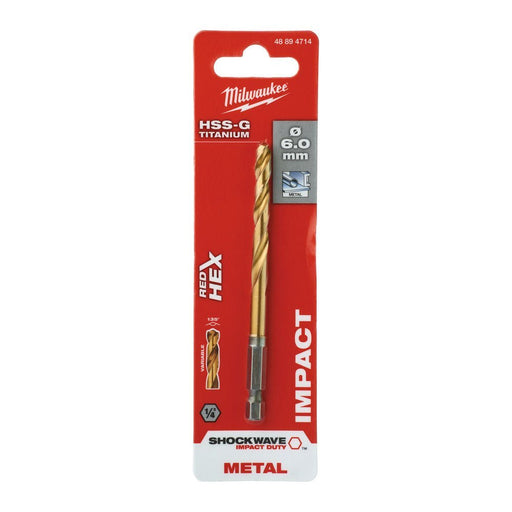 Milwaukee Metal Drill Bit Red Hex Shockwave HSS - Ground Titanium - Tool Monster