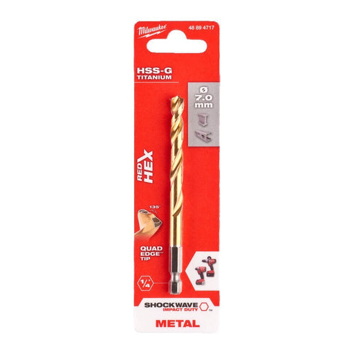 Milwaukee Metal Drill Bit Red Hex Shockwave HSS - Ground Titanium - Tool Monster