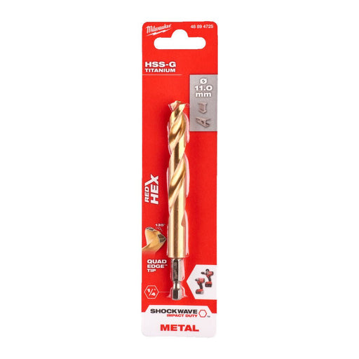 Milwaukee Metal Drill Bit Red Hex Shockwave HSS - Ground Titanium - Tool Monster