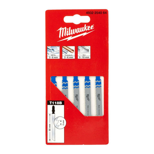 Milwaukee Jigsaw T118B Metal Traditional Cut Blades 4932254064 - 5pc - Tool Monster