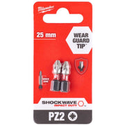 Milwaukee SHOCKWAVE™ Impact Duty PZ2 x 25mm Screwdriving Bits 4932472040 - Tool Monster