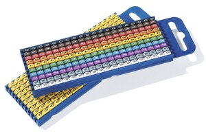HellermannTyton WIC1 Cable Markers, assorted colours, Pre-printed "0 → 9", 2 → 2.8mm Cable