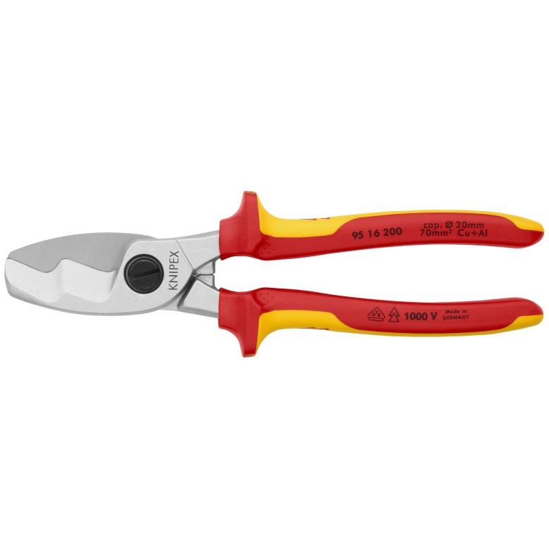 Knipex 8" Cable Shears - 1000V Insulated - 95 16 200 - Tool Monster