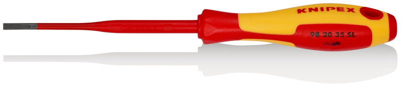 Knipex Insulated Slotted Screwdriver, Slim 202mm - 98 20 35 SL - Tool Monster