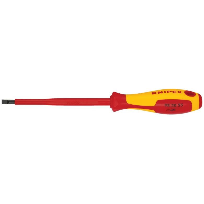Knipex - 98 20 55 SL - 9" Slotted Screwdriver, 5" - 1000V Insulated, 7/32" tip - Tool Monster