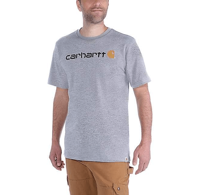 Carhartt® Relaxed Fit Heavyweight Short - Sleeve Logo Graphic T-Shirt Heather Grey 103361 - Tool Monster