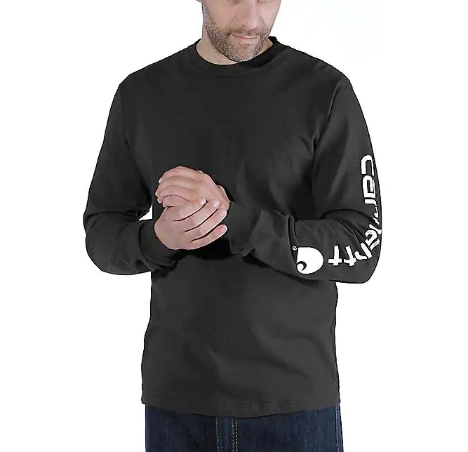 Carhartt® Relaxed Fit Heavyweight Long-Sleeve Logo Sleeve Graphic T-Shirt Black #EK231