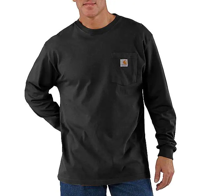Carhartt® široka majica dugih rukava s džepovima, crna #K126