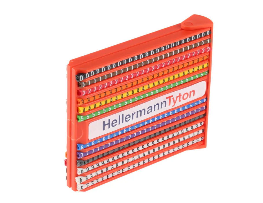 HellermannTyton komplet oznaka za kabel (25 oznaka za snop ∅ 1-3: 0-9, AZ, standardni električni simboli)