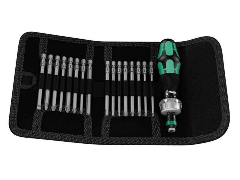Wera 05051040001 Kraftform Kompakt 17 Piece 60 Ratchet Screwdriver & Bit Set - Tool Monster