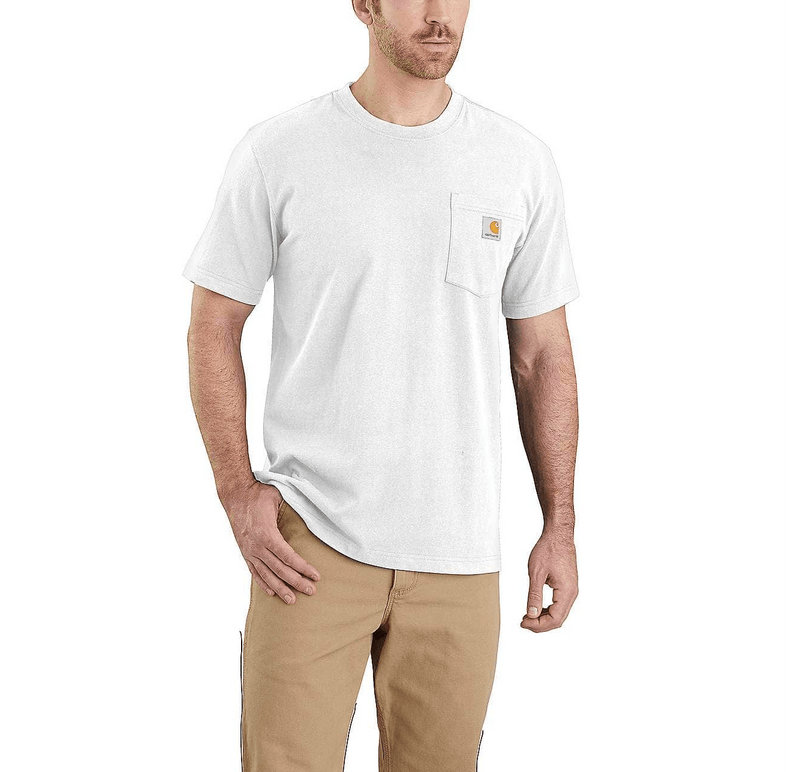 Carhartt® Relaxed Fit Heavyweight Short - Sleeve K87 Pocket T-Shirt White - Tool Monster