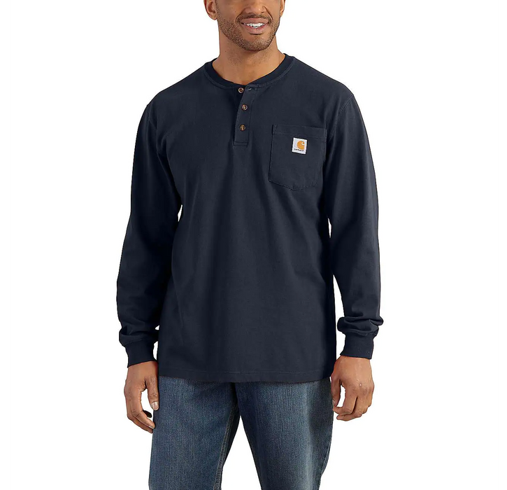 Carhartt® Loose Fit Heavyweight Long-Sleeve Pocket Henley T-Shirt Navy