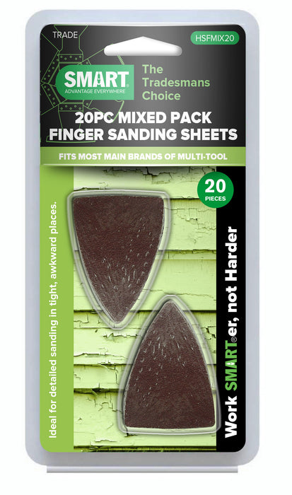 Smart Trade Finger Sanding Sheets - 20pc Mixed Grit - HSFMIX20